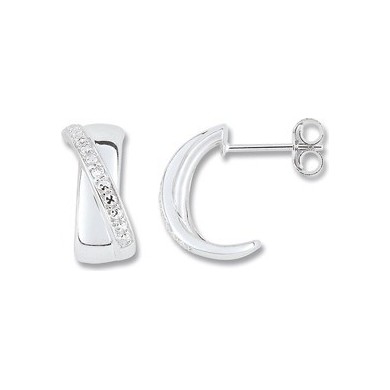 Boucles d'oreilles en or gris 375 millièmes et diamants