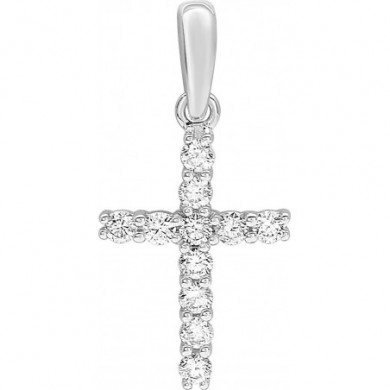 Croix en or gris 750 millièmes et diamants