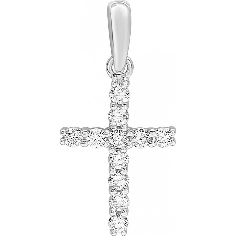 Croix en or gris 750 millièmes et diamants