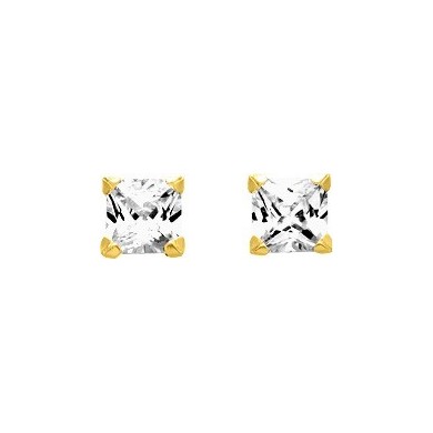 Boucles d'oreilles en or jaune 750 millièmes et oxydes de zirconium.