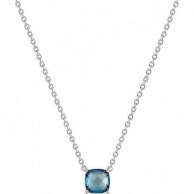 Collier en or gris 750 millièmes et topaze blue London