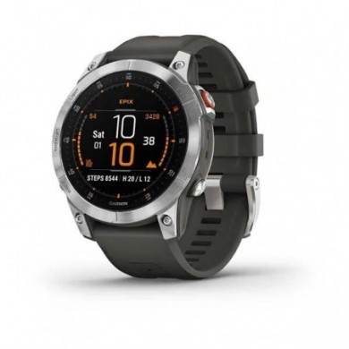 Montre Garmin Epix gen 2 acier silver et bracelet silicone gris 010-02582-01