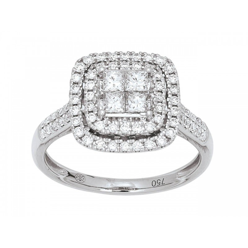 Bague en or gris 750 millièmes et diamants.