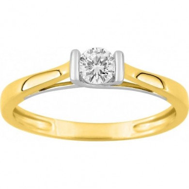 Bague solitaire en or jaune 375 millièmes