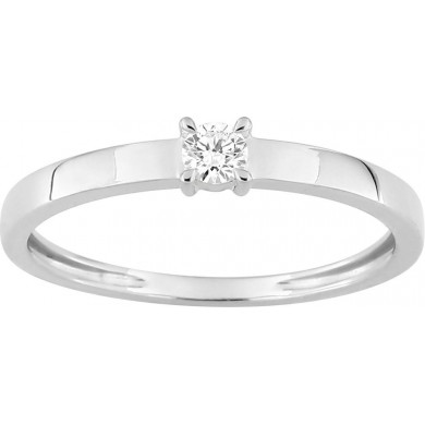 Bague solitaire en or gris 375 millièmes