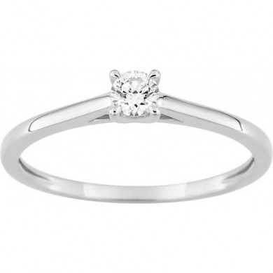 Bague solitaire en or blanc 375 millièmes