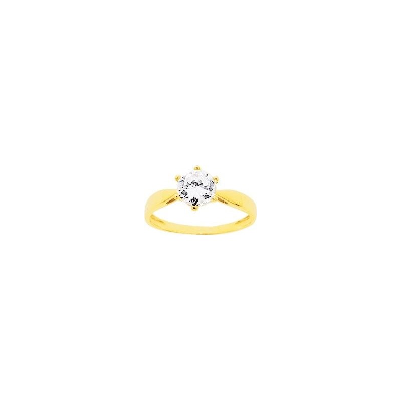 Bague solitaire or 375 et OZ